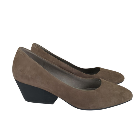Eileen‎ Fisher Hawk Suede Pumps Wedge Heels Women's Size 10 Beige Tan - Picture 1 of 7
